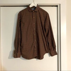 Plaid long sleeve button down dress shirt